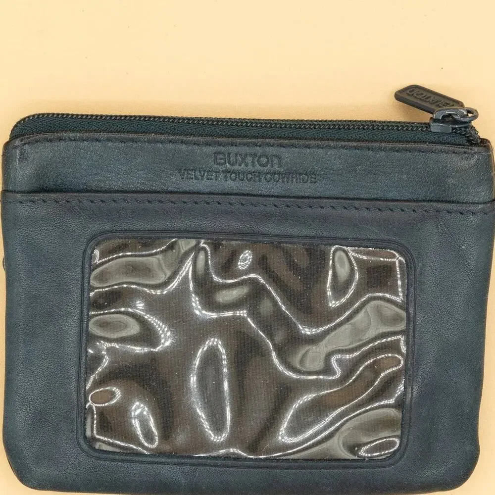 Buxton Vintage Black Leather Coin Purse with RFID
